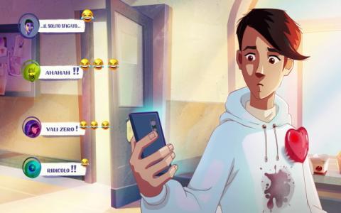 ragazzo che guarda il cellulare nello spot della campagna su bullismo e cyberbullismo