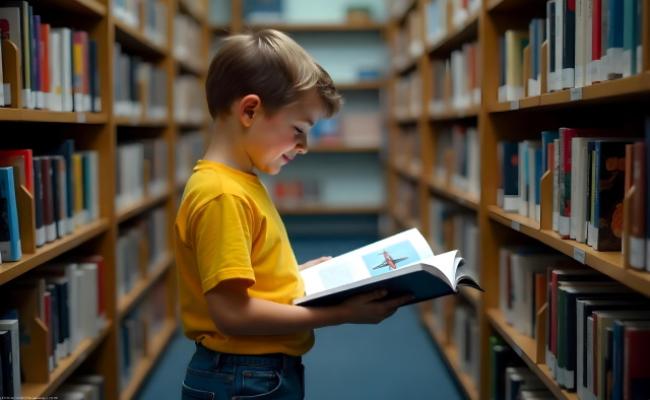bambino che legge un libro
